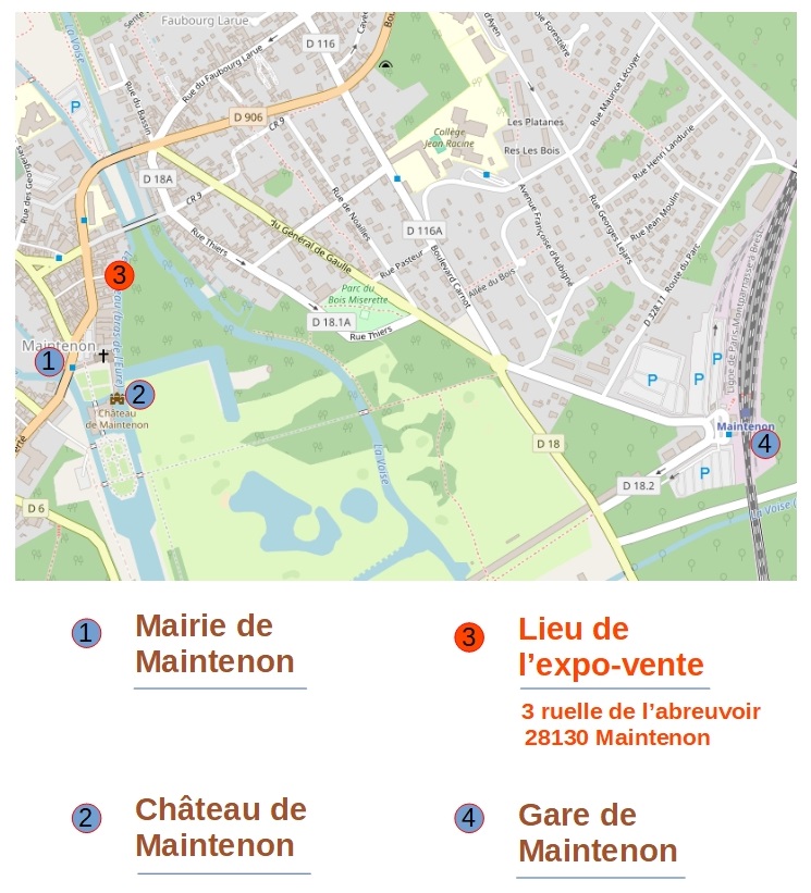 Plan d'acc&egrave;s au lieu de l'expo-vente &agrave; Maintenon